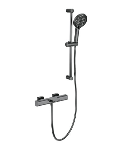 Смеситель для ванны с душевым гарнитуром и термостатом WONZON & WOGHAND, Темный графит (WW-C2017-A-BGG)