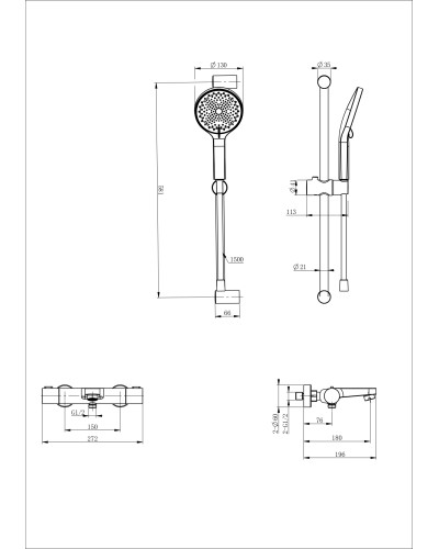 Смеситель для ванны с душем и термостатом WONZON & WOGHAND, Белый матовый (WW-C2018-A-MW)