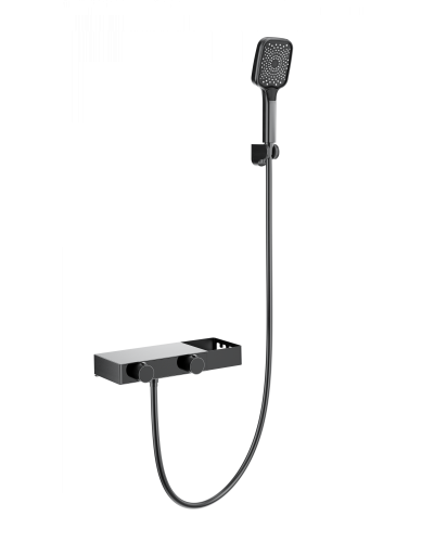 Смеситель для ванны с душем и термостатом WONZON & WOGHAND, Темный графит (WW-B2551-BGG)