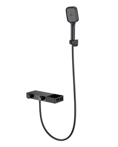 Смеситель для ванны с душем и термостатом WONZON & WOGHAND, Черный матовый (WW-B2551-MB)