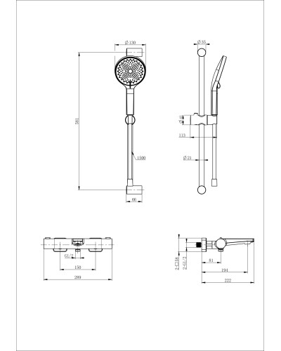 Смеситель для ванны с душем и термостатом WONZON & WOGHAND, Брашированное золото (WW-C2021-A-BG)