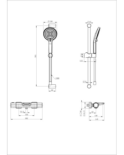 Смеситель для ванны с душевым гарнитуром и термостатом WONZON & WOGHAND, Белый матовый (WW-C2017-A-MW)