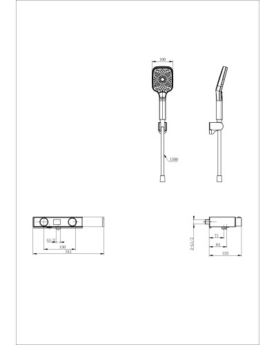 Смеситель для ванны с душем и термостатом WONZON & WOGHAND, Хром (WW-B2551-A-CR)