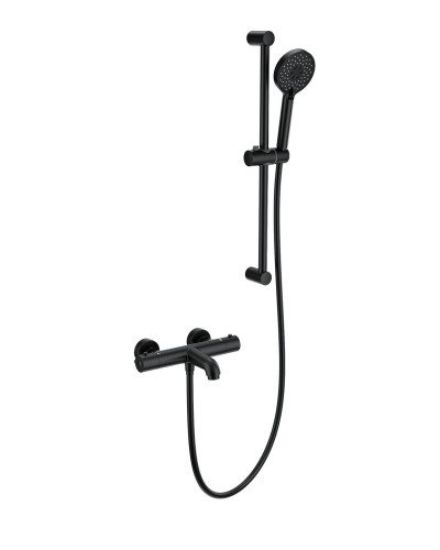 Смеситель для ванны с душевым гарнитуром и термостатом WONZON & WOGHAND, Черный матовый (WW-C2006-A-MB)