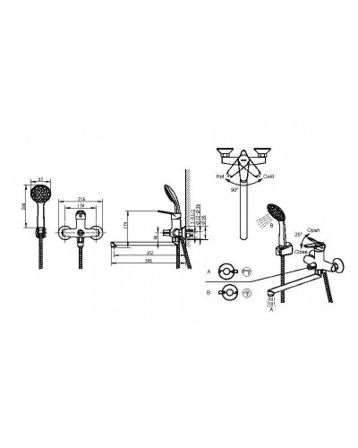 Смеситель для ванны Bravat Emeralda F6135147CP-LB-RUS универсальный Хром