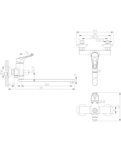 Смеситель для ванны Bravat Drop-D F648162C-01A