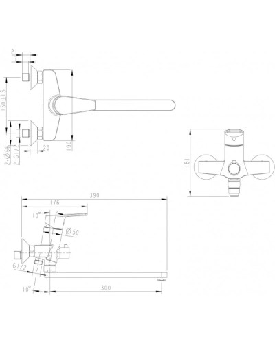 Смеситель для ванны Bravat Line F65299C-1L