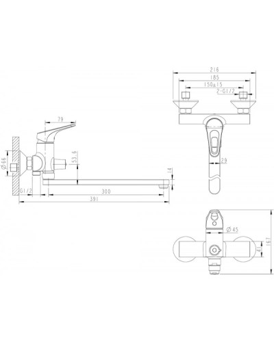 Смеситель для ванны Bravat Drop-D F648162C-LB-RUS
