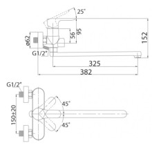 Смеситель для ванны BelBagno Reno REN-VDLM-CRM