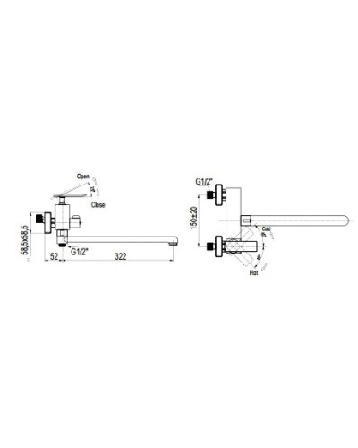 Смеситель для ванны BelBagno Ticino TIC-VDLM-CRM