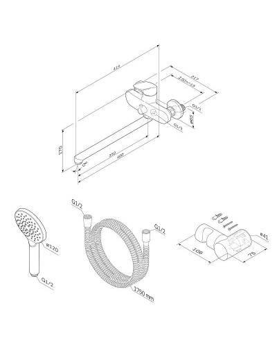 Смеситель для ванны AM.PM Like F8095000 универсальный Хром