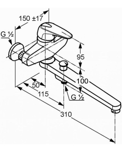 Смеситель для ванны Kludi Objekta 324910575 Хром