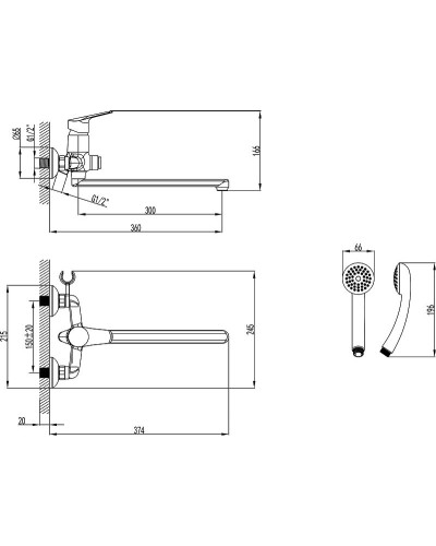 Смеситель для ванны Lemark Partner LM6557C универсальный Хром