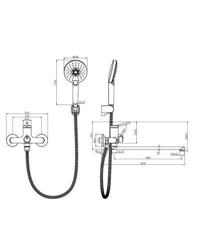 Смеситель для ванны Lemark Minima LM3851C универсальный Хром