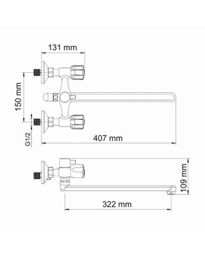 Смеситель для ванны WasserKRAFT Amper 2902L универсальный Хром