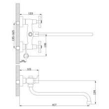 Смеситель для ванны Rossinka H02-84R универсальный Хром