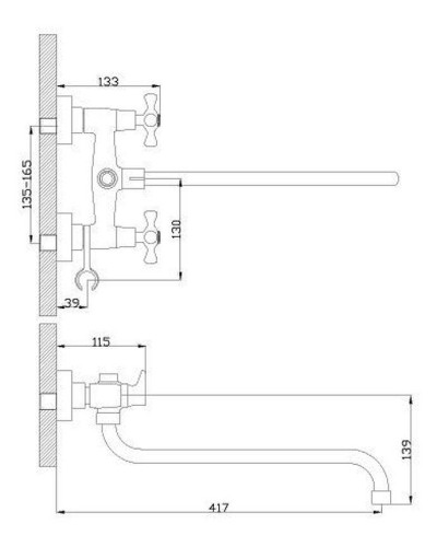 Смеситель для ванны Rossinka H02-84R универсальный Хром
