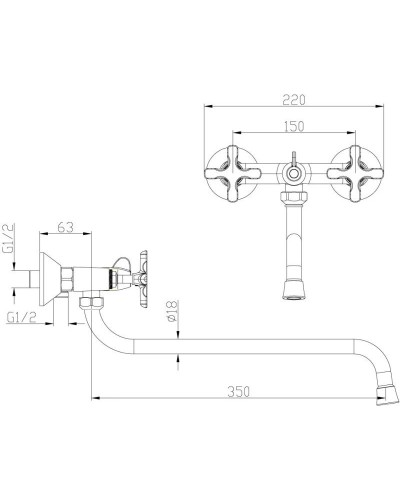 Смеситель для ванны Lemark Duetto LM5751C