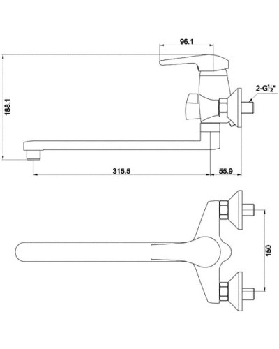 Смеситель для ванны Timo Classic 0045Y-CR chrome