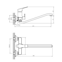 Смеситель для ванны Rossinka RS29-34 универсальный Хром
