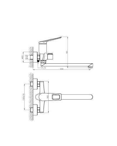 Смеситель для ванны Haiba HB22595 универсальный Хром