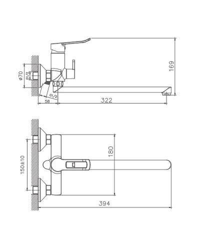 Смеситель для ванны Haiba HB22556 универсальный Хром