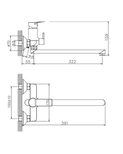 Смеситель для ванны Haiba HB22559 универсальный Хром