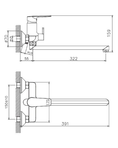 Смеситель для ванны Haiba HB22563 универсальный Хром