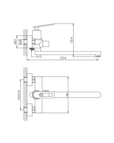 Смеситель для ванны Haiba HB22589 универсальный Хром