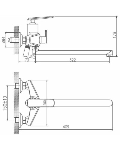Смеситель для ванны Haiba HB22548-8 универсальный Белый Хром