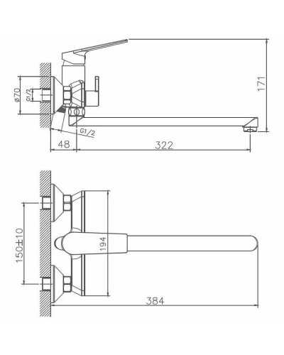 Смеситель для ванны Haiba HB22533-3 универсальный Пепельный