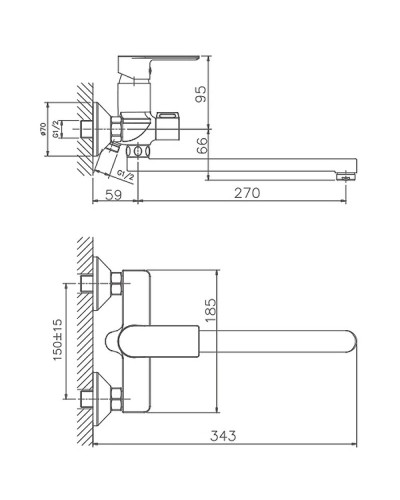Смеситель для ванны Haiba HB22505-8 универсальный Белый Хром