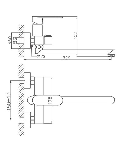 Смеситель для ванны Haiba HB22590 универсальный Хром