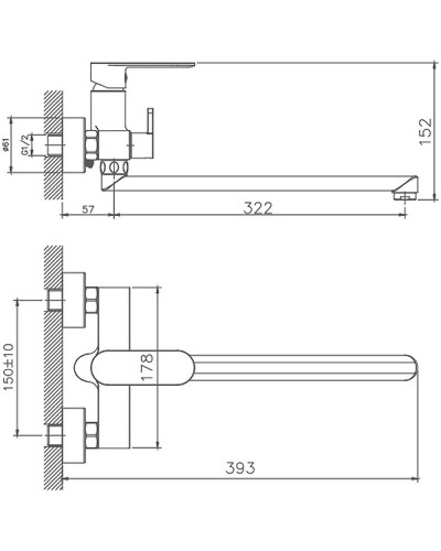Смеситель для ванны Haiba HB22590-7 универсальный Черный