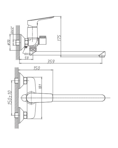Смеситель для ванны Haiba HB22506 универсальный Хром