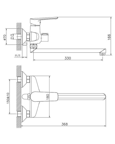 Смеситель для ванны Haiba HB22198 универсальный Хром
