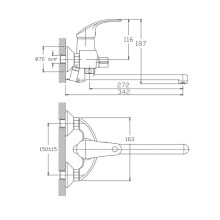 Смеситель для ванны Haiba HB2221-5 универсальный Сатин