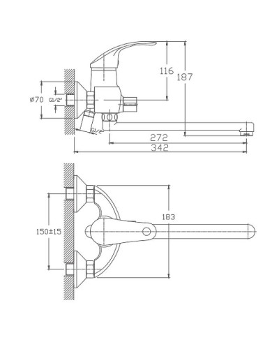 Смеситель для ванны Haiba HB2221-5 универсальный Сатин
