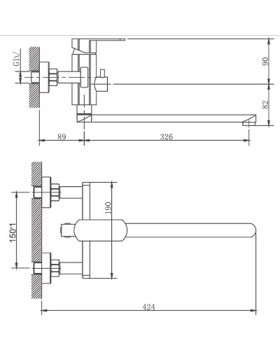 Смеситель для ванны Haiba HB22806 универсальный Нержавеющая сталь