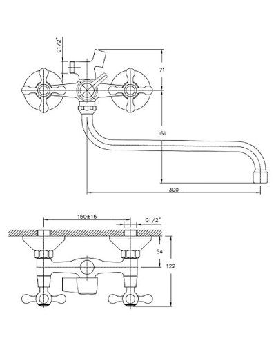 Смеситель для ванны Haiba HB2208-2 универсальный Хром