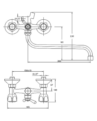 Смеситель для ванны Haiba HB2209 универсальный Хром