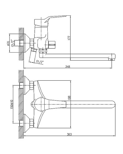 Смеситель для ванны Haiba HB2263 универсальный Хром