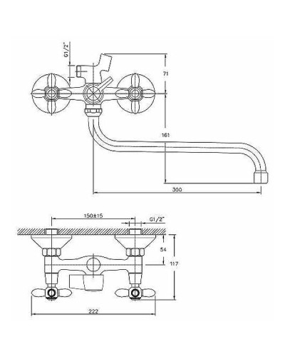 Смеситель для ванны Haiba HB2227-2 универсальный Хром