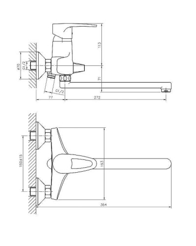 Смеситель для ванны Haiba HB2265 универсальный Хром