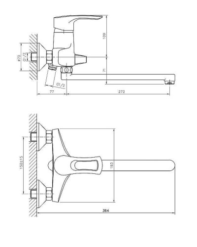 Смеситель для ванны Haiba HB2266 универсальный Хром