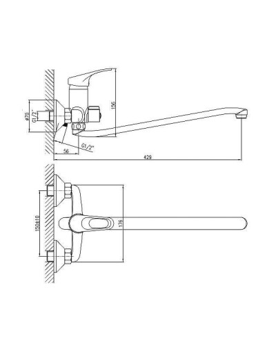 Смеситель для ванны Haiba HB2213-1 универсальный Хром матовый