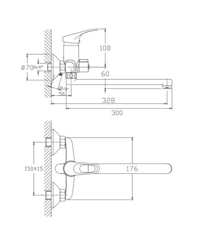 Смеситель для ванны Haiba HB2213 универсальный Хром