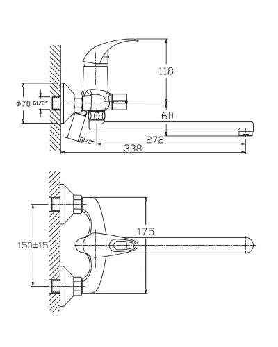 Смеситель для ванны Haiba HB2215 универсальный Хром