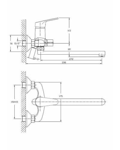 Смеситель для ванны Haiba HB2216 универсальный Хром