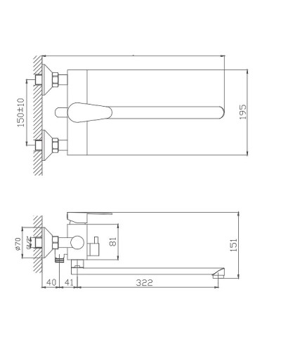 Смеситель для ванны Haiba HB22802 универсальный Нержавеющая сталь